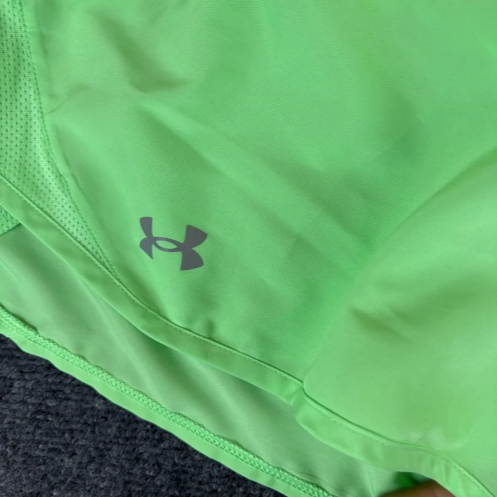 Under Armour‎ Running Shorts Womens 32x5 Neon Green Drawstring Athletic Pocket